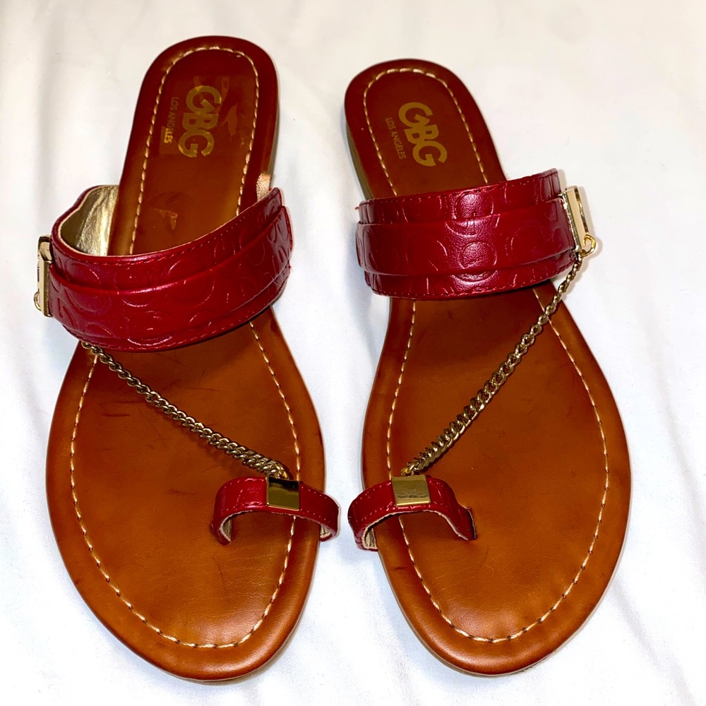 Guess red/maroon chain sandals